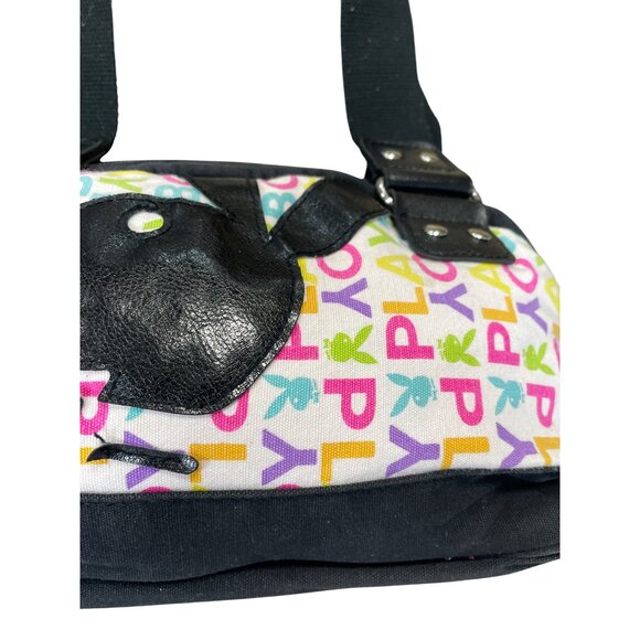 Playboy vintage Multicolor Canvas Faux Leather Shoulder Handbag SKU 9227 - Picture 4 of 16